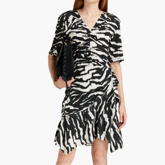 “Arodie” Ruched Printed Silk Crepe Mini Dress from Isabel Marant - Picture 1 of 11